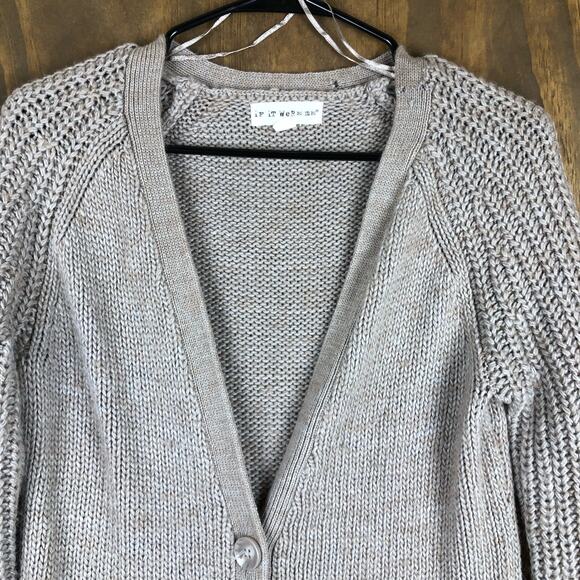 If It Were Me Anthropologie Women Sweater Brown Button Cardigan Wool Blend M - Picture 2 of 14